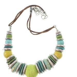Statement necklace on leather cord